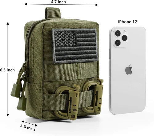 Vista 6 de Paquete de 2 bolsas Molle tácticas compactas EDC bolsa pequeña bolsa de utilidad bolsa de accesorios organizador bolsa monedero