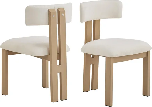 Set of 2 Modern Upholstered Armless Dining Chairs with Metal Legs, Kitchen Chairs, Desk Chairs, Table & Chair Sets for Dining Room and Office Beige