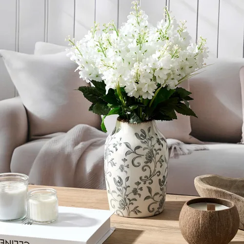 Vista 99 de SIDUCAL Florero decorativo de cerámica Florero rústico de 7.48 pulgadas para decoración del hogar, mesa, sala de estar, baño, escritorio de café