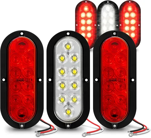 Vista 18 de TRUE MODS - Luz trasera LED ovalada ámbar de 6 pulgadas [DOT FMVSS 108] [SAE I6P] [montaje en superficie] [IP67 resistente al agua]