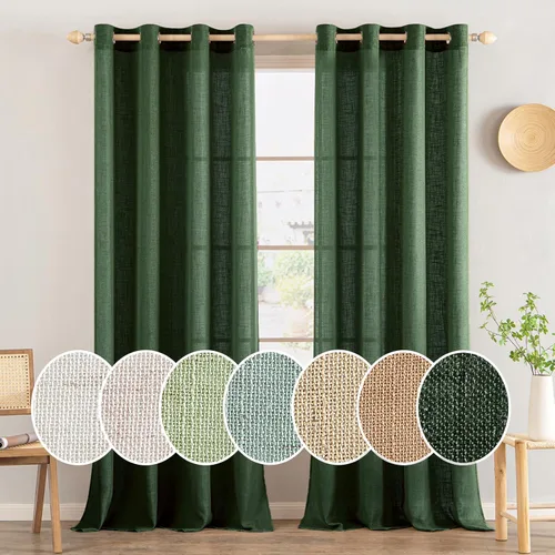 Vista 25 de MIULEE Cortinas de Lino Aqua de 72 Pulgadas de Largo para Dormitorio y Sala de Estar, Cortinas de Ventana con Textura de Lino Suave y Grueso, Semi