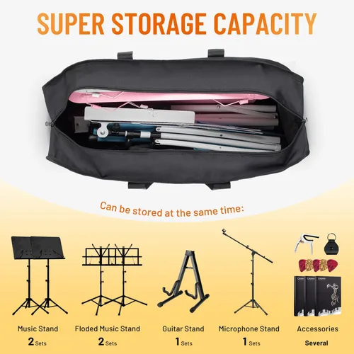 Vista 3 de CAHAYA Soporte de música Bolsa de transporte universal de alta capacidad portátil para partituras sólidas Soporte de micrófono Soporte de altavoz