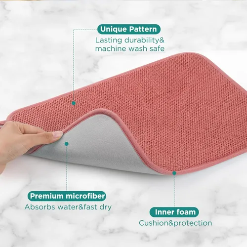 Vista 3 de Tapete de microfibra para secar platos, almohadilla de secado de platos de cocina súper absorbente, reversible para encimera, de 12*16 pulgadas