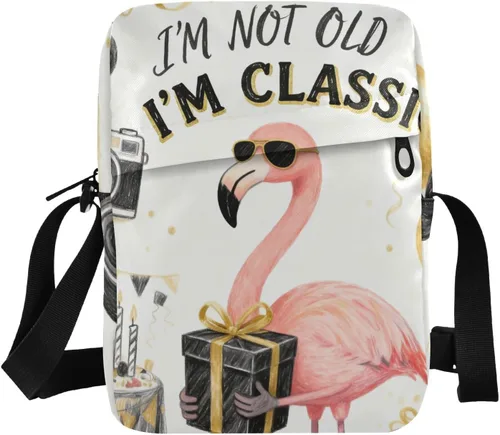 60s Birthday Vintage Style Flamingo messenger bag for women crossbody Crossbody Bags For Women Womens Cross Body Purse Shoulder Handbag Adjustable