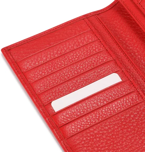 Vista 6 de HISCOW Cartera larga plegable con 15 ranuras para tarjetas de crédito piel de becerro italiana Rojo