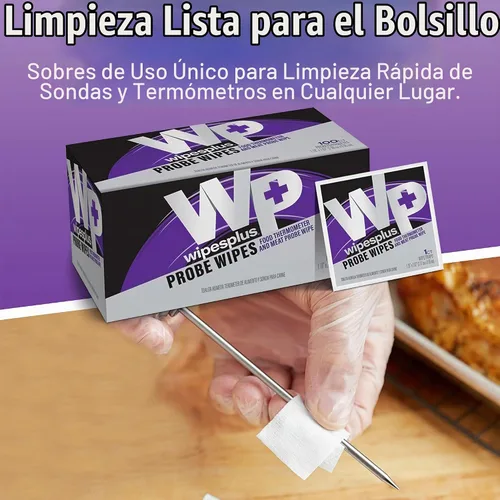 Vista 6 de Toallitas desinfectantes para termómetros, bolsita de limpieza de sonda, 100 toallitas