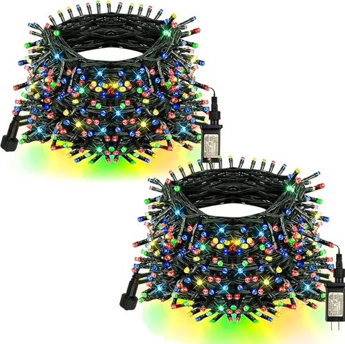 Vista 41 de TW SHINE - Luces de Navidad que cambian de color, 200 luces LED RGB de 66 pies, luces de Halloween para exteriores con control remoto, impermeables