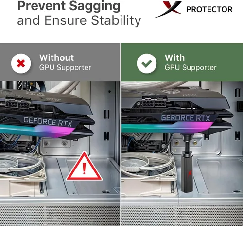 Vista 2 de X-Protector Soporte de GPU – Soporte grande de GPU de 2.9 pulgadas – 5 pulgadas – Soporte de GPU premium con almohadilla de goma – Soporte
