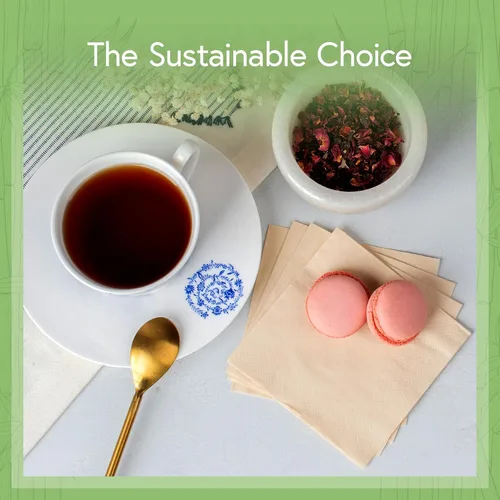 Vista 7 de Servilletas de cóctel desechables 100% bambú (paquete de 50) 2 capas con certificación FSC Servilletas biodegradables para fiestas, hogar o uso
