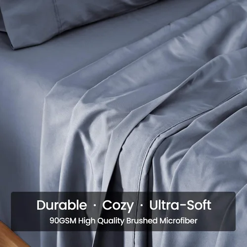 Vista 4 de SLEEP ZONE Juego de sábanas de 3 piezas para niños con bolsillos extra profundos, juego de sábanas de microfibra cepillada súper suave