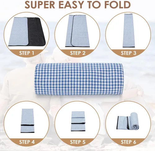 Vista 9 de Cestas de picnic para 2, cesta de picnic con manta impermeable, juego de cestas de picnic con alfombra de playa lavable y compartimento grande