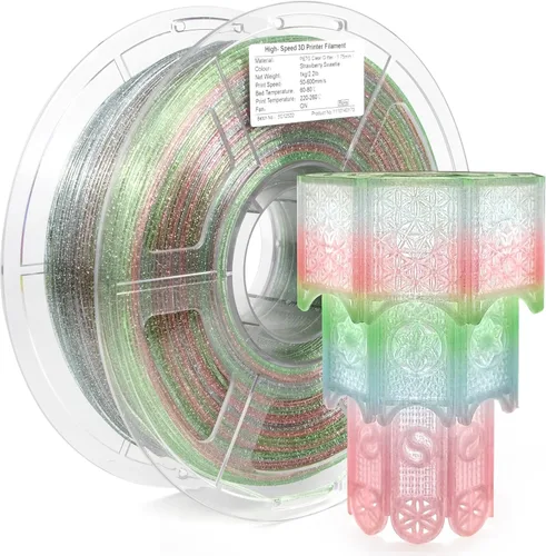 Vista 33 de iSANMATE - Filamento para impresora 3D, filamento PLA de 1.75mm, filamento gradiente azul púrpura, filamento con cambio de color arcoíris, filamento