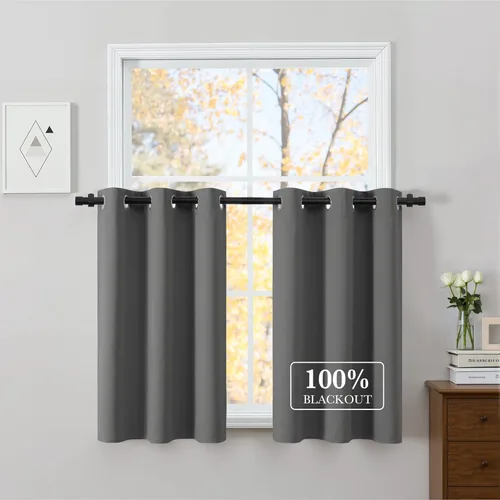 Vista 94 de NICETOWN Cortinas 100% Opacas Cortas de 36 Pulgadas de Largo para Dormitorio, Privacidad Aislamiento Térmico con Ojales Cortinas de Ventana