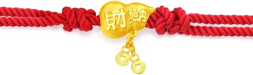 Vista 2 de CHOW TAI FOOK Pulsera de calabash y monedas de oro puro 999 de 24 quilates, Oro de 24 quilates