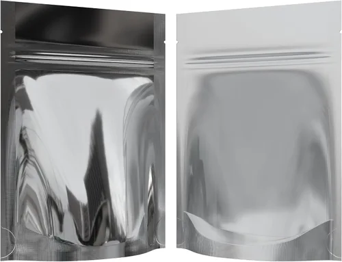 Vista 15 de Bolsas de barrera estilo Mylar – Cremallera con sellado térmico – 100 bolsas (negro brillante/transparente, 1/8 onzas – 3.62 x 5 x 1.5 ")