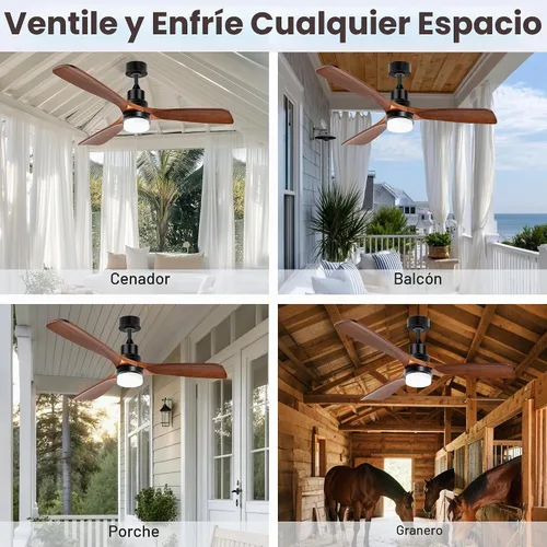 Vista 8 de Ventilador de techo solar para cenador de 42 pulgadas con batería y termostato inteligente
