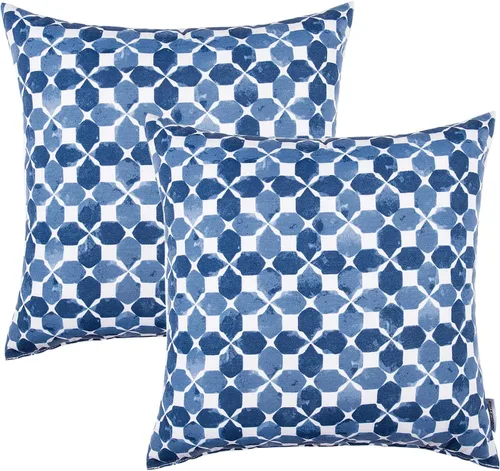 Vista 10 de Paquete de 2 almohadas decorativas impermeables para exteriores e interiores, con relleno, cojines cuadrados de 18 x 18 pulgadas para cama, sofá