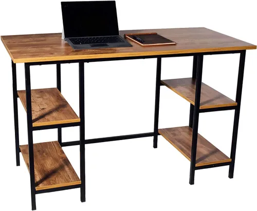 Vista 7 de OneSpace Camden - Escritorio para computadora con 4 estantes, color espresso