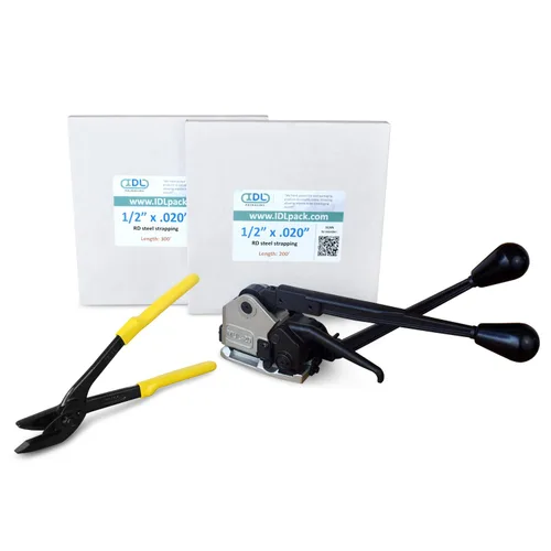 Vista 33 de IDL Packaging PRO - Kit de flejado de acero de 3/4 pulgadas x 600 pies, resistencia a la rotura de 1700 libras, con innovadora herramienta