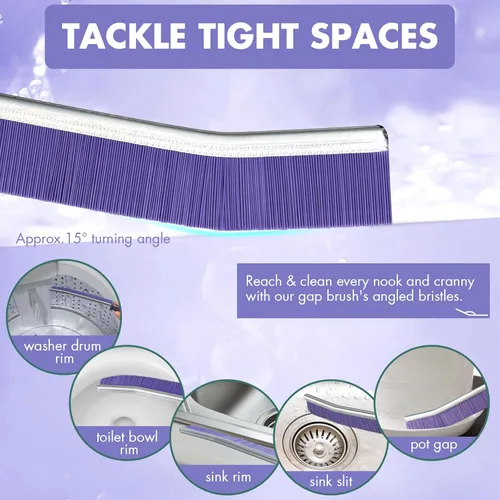 Vista 3 de Cepillo de limpieza para huecos de hendiduras, cepillo de limpieza para espacios pequeños, cepillo de limpieza de hendiduras finas y de larga
