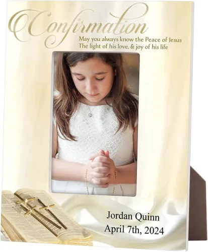 Vista 7 de Fox Valley Traders Marco de bautismo personalizado, 2 líneas de personalización