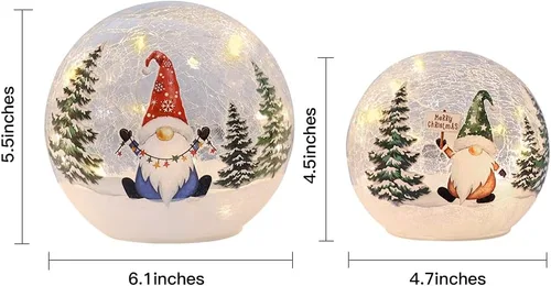 Vista 4 de YEAHOME Decoraciones de Navidad para interiores, 3 piezas de gnomos iluminados, globos de nieve de Navidad, decoración del hogar, decoraciones
