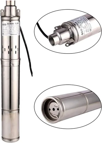 Vista 3 de Bomba sumergible de pozo profundo de 3" DE diámetro exterior, salida de 1" de 0.75KW 1HP, bomba de tornillo de acero inoxidable para uso industrial