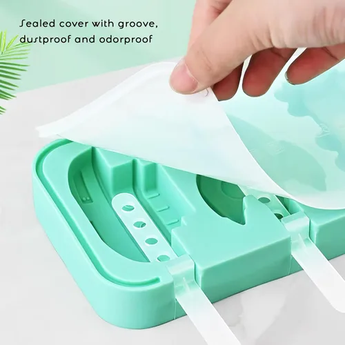 Vista 6 de Hemoton Moldes de silicona para paletas, paquete de 2 moldes caseros para tartas, moldes de hielo reutilizables con tapa y 12 calcomanías