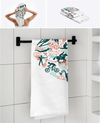 Vista 7 de Towel Set of 3 for Bathroom - I Love Sport Healthy Exercise Towel Soft Microfiber Super Absorbent Towels Quick Drying Washcloths Hand Towels Bath