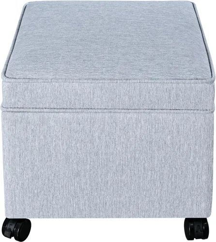 Vista 29 de Adeco Otomán Cubo de Piel Sintética Blanca de 18 Pulgadas de Alto con Almacenamiento, Taburetes Reposapiés de Silla de Terciopelo en Relieve 3D