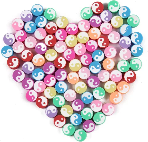 Vista 12 de 100 cuentas espaciadoras de arcilla polimérica para el Día de la Independencia del 4 de julio para hacer joyas, manualidades, pulseras, collares