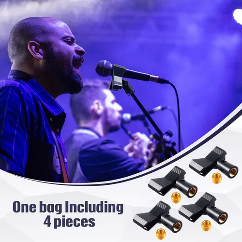 Vista 7 de Yeshone 4 clips de micrófono para soportes con 4 adaptadores ajustables, soporte de micrófono, abrazadera de soporte de micrófono inalámbrico