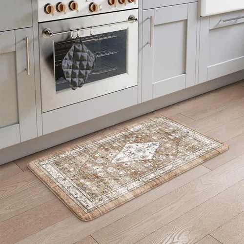 Vista 42 de Collive Alfombras y Tapetes Boho para Cocina 2 PIEZAS Alfombra Antifatiga Acolchada, Juego de 2 Alfombras de Cocina Impermeables Antideslizantes