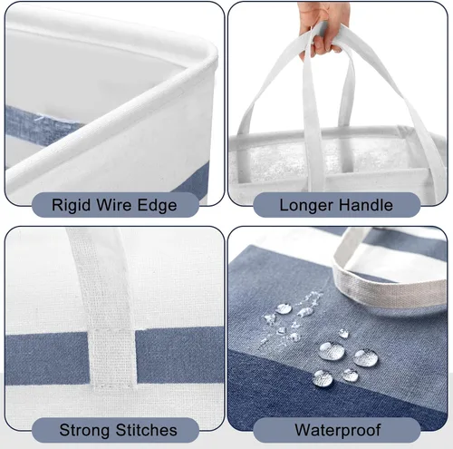 Vista 3 de Foaincore Paquete de 6 cestas de lavandería de 75 L, canastas grandes para ropa a granel, para organización de lavandería, impermeable, plegable