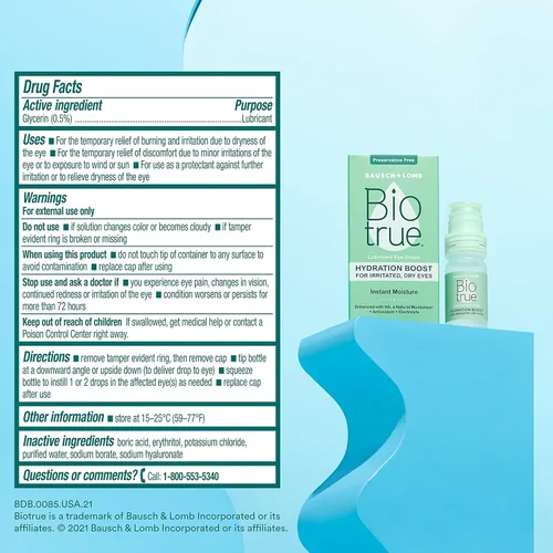 Vista 6 de Biotrue Hydration Boost – Gotas para los ojos sin conservantes para ojos secos, hidrata al instante, rehidrata, aptas para lentes de contacto