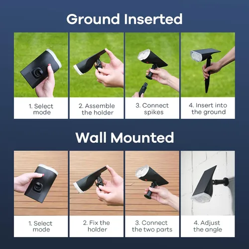 Vista 8 de Consciot Focos solares para exteriores, IP67 impermeable 2 en 1, luces solares de día, luces decorativas de Navidad duraderas para jardín, patio Luz