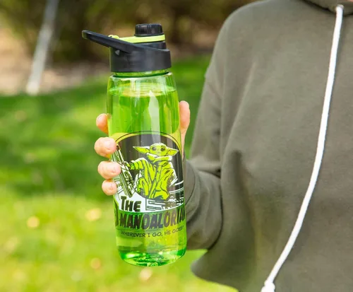 Vista 6 de Silver Buffalo Star Wars The Mandalorian Tritan Botella de agua con tapa superior de rosca, 28 onzas