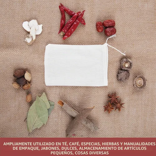 Vista 6 de 20 bolsas de especias para cocinar bolsas de muselina de algodón reutilizables de 3 x 4 pulgadas
