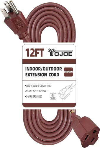 Vista 36 de YOJOE Cable de extensión para interiores y exteriores, calibre 16, SJTW, resistente, 15 pies, color verde, 3 clavijas 13A, resistente a