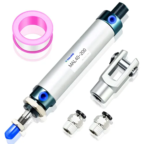 Vista 30 de TAILONZ PNEUMATIC Cilindro de Aire de 16mm Orificio 25mm Carrera de Doble Acción con Conector Y y 2 Piezas de Conexión de 6mm MAL16x25
