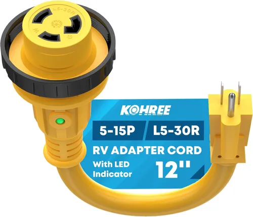 Vista 10 de Kohree Adaptador RV de 30 amperios a 110 voltios con protector de sobretensiones de 8000 julios, NEMA 5-15P a NEMA TT-30R 30 Amp a 15 Amp RV Cable