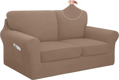 Vista 33 de Easy-Going Juego de funda elástica para sofá de 7 piezas, lavable, para 3 cojines de respaldo y asiento, funda antideslizante para sofá, protector