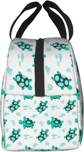 Vista 3 de Bolsa de almuerzo colorida de tortuga con algas marinas, lonchera aislada para adolescentes, bolsas reutilizables para la escuela, contenedor