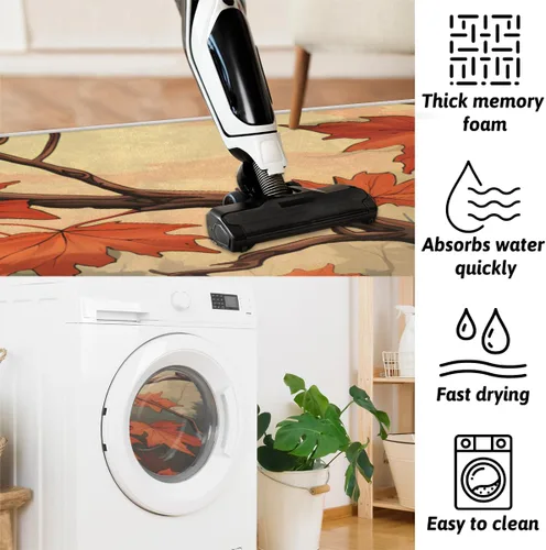 Vista 5 de cfpolar Autumn Maple Leaves Branches Bathroom Rugs Non-Slip Bath Rug Microfiber Bath Mat Absorbent Kitchen Mats and Rugs Machine Washable Oval Plush