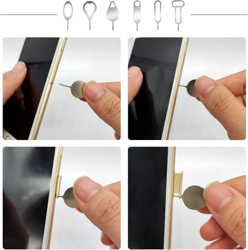 Vista 3 de Medsuo Herramienta de extracción de tarjeta SIM, bandeja de tarjetas, pasadores de expulsión, abridor de aguja, removedor de pasadores de aguja