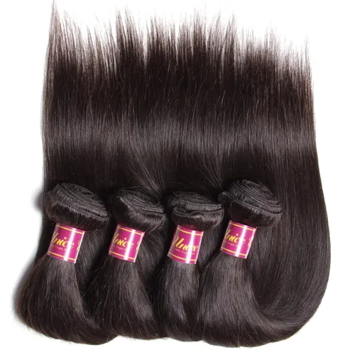 Vista 3 de Cabello 7 a malayo liso, 4 paquetes sin procesar, vírgenes, extensiones de pelo, cabello humano con longitudes mixtas, 100% cabello humano