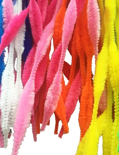 Vista 2 de Paquete de 100 tallos de felpilla mullidos para limpiar pipas para manualidades creativas hechas a mano (multicolor)