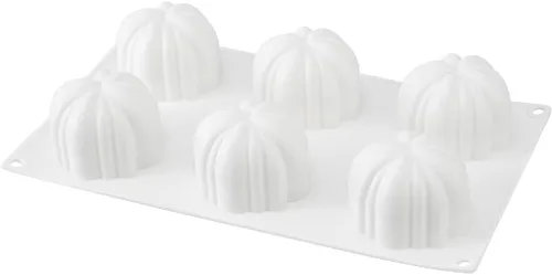 Vista 2 de Restaurantware - Molde para pastel de calabaza de 6 cavidades de Pastel, 1 molde de calabaza 3D listo para horno - Molde de silicona blanca