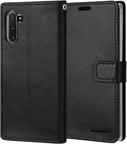 Vista 2 de GOOSPERY Blue Moon Wallet para Samsung Galaxy Note 10 Case (2019) Funda de cuero con tapa (Negro)