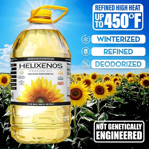 Vista 8 de HELIXENOS Aceite de girasol alto en oleico – Refinado, desodorizado e invierno, sin OMG, sin gluten, aceite de cocina saludable para el corazón